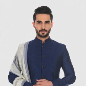 COATLUXE Navy Blue Prince Coat for Men