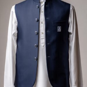 COATLUXE Navy Blue Bandi Waistcoat for Men