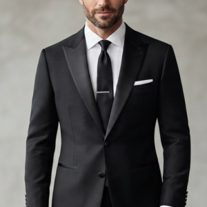 Men's Black Slim Fit Formal Suit for Wedding and Business Events