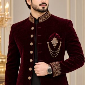 maroon velvet prince coat for groom]Coatluxe